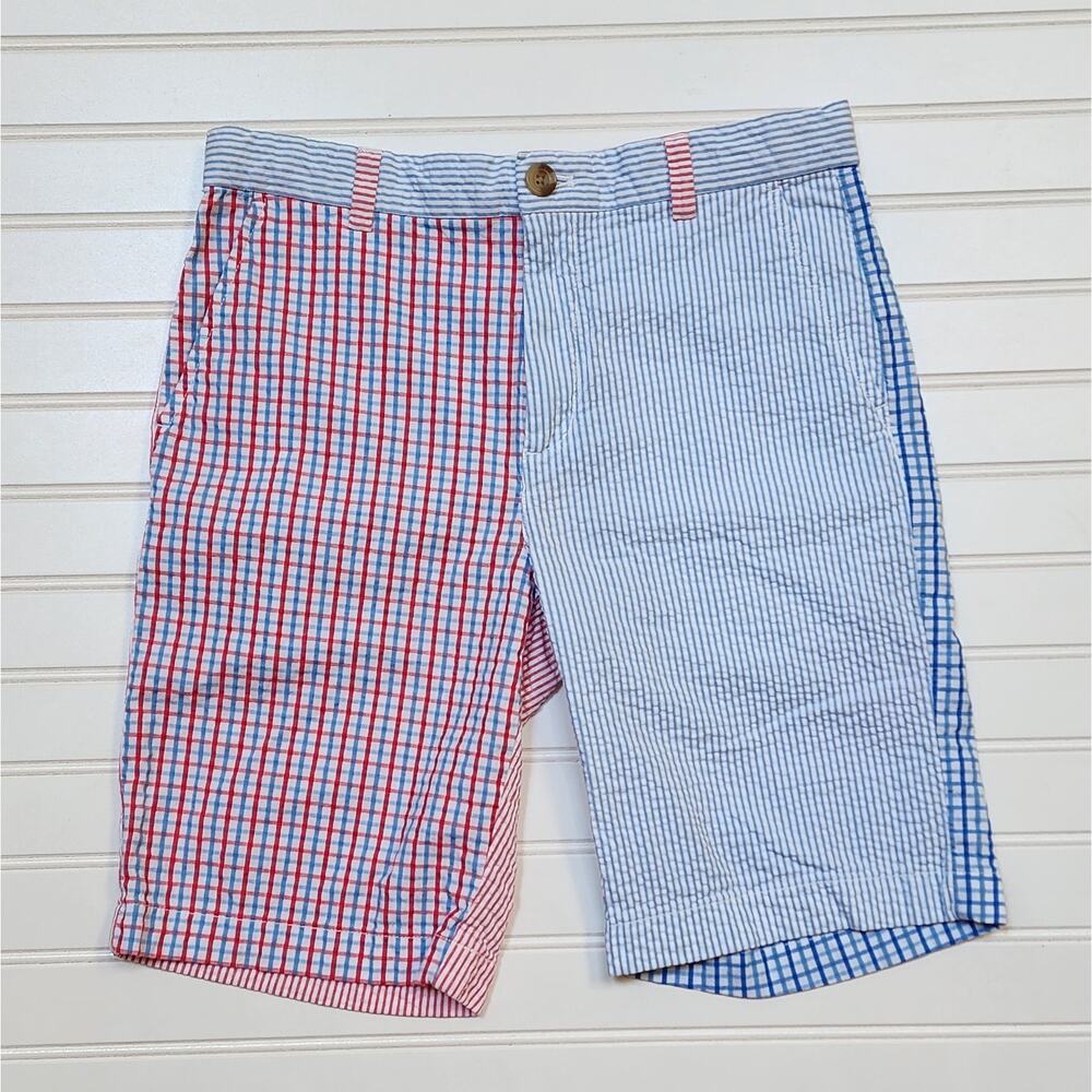 Vineyard Vines Boys Seersucker Breaker Shorts Size 14 Red White Blue